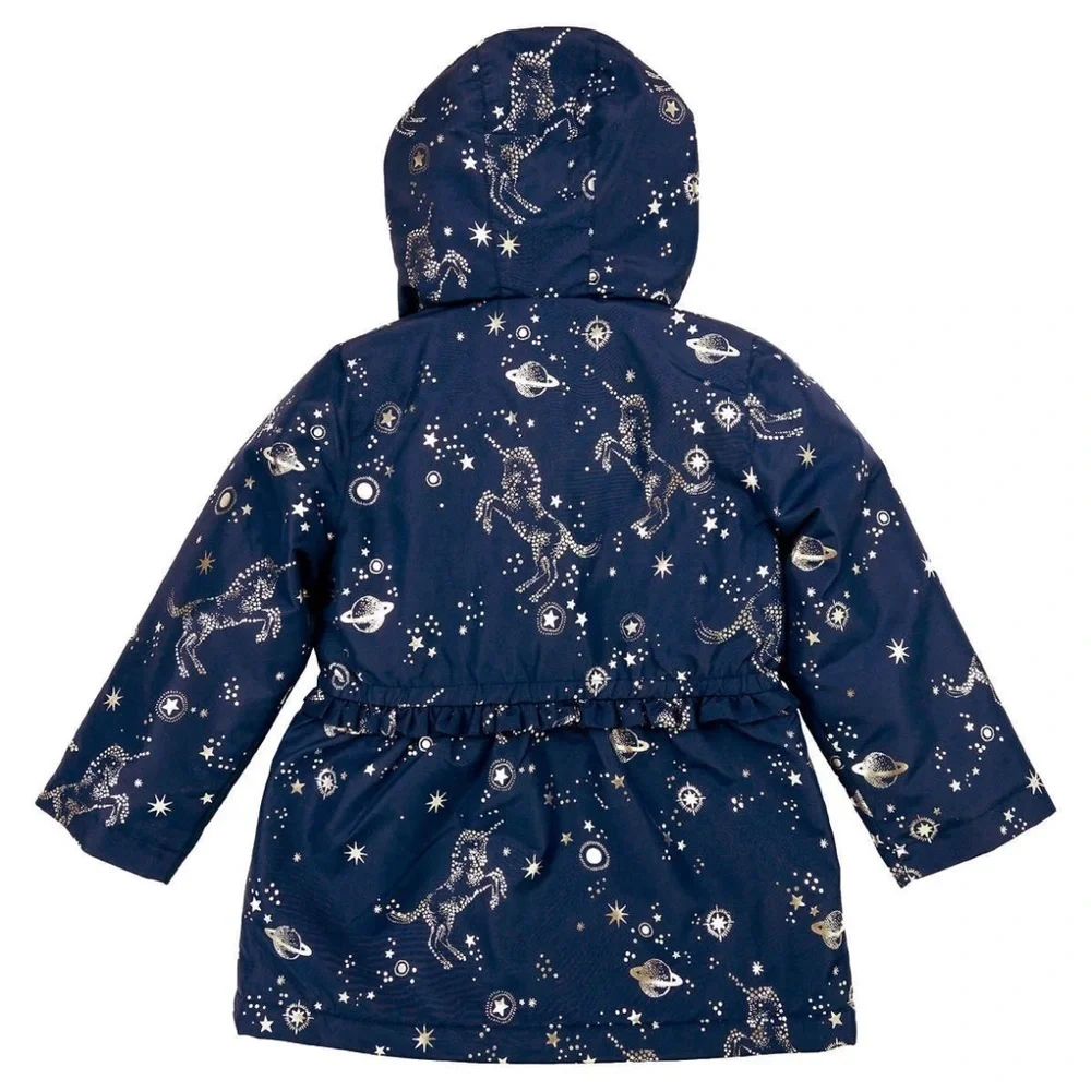 London Fog Kids Midweight Jackey - Navy Blue Starry with Unicorns